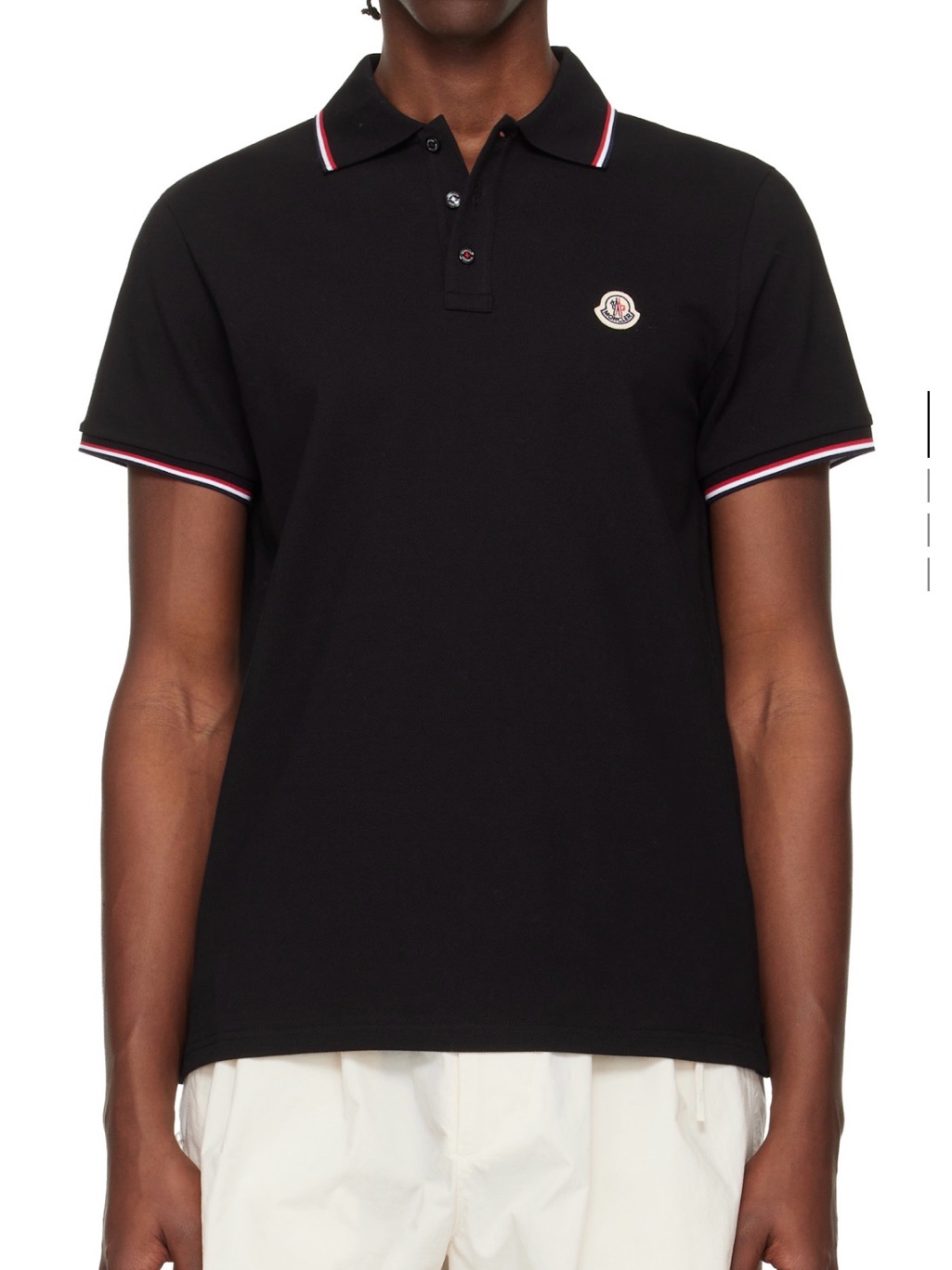 Moncler Black Polo Shirt With Red And White Trim